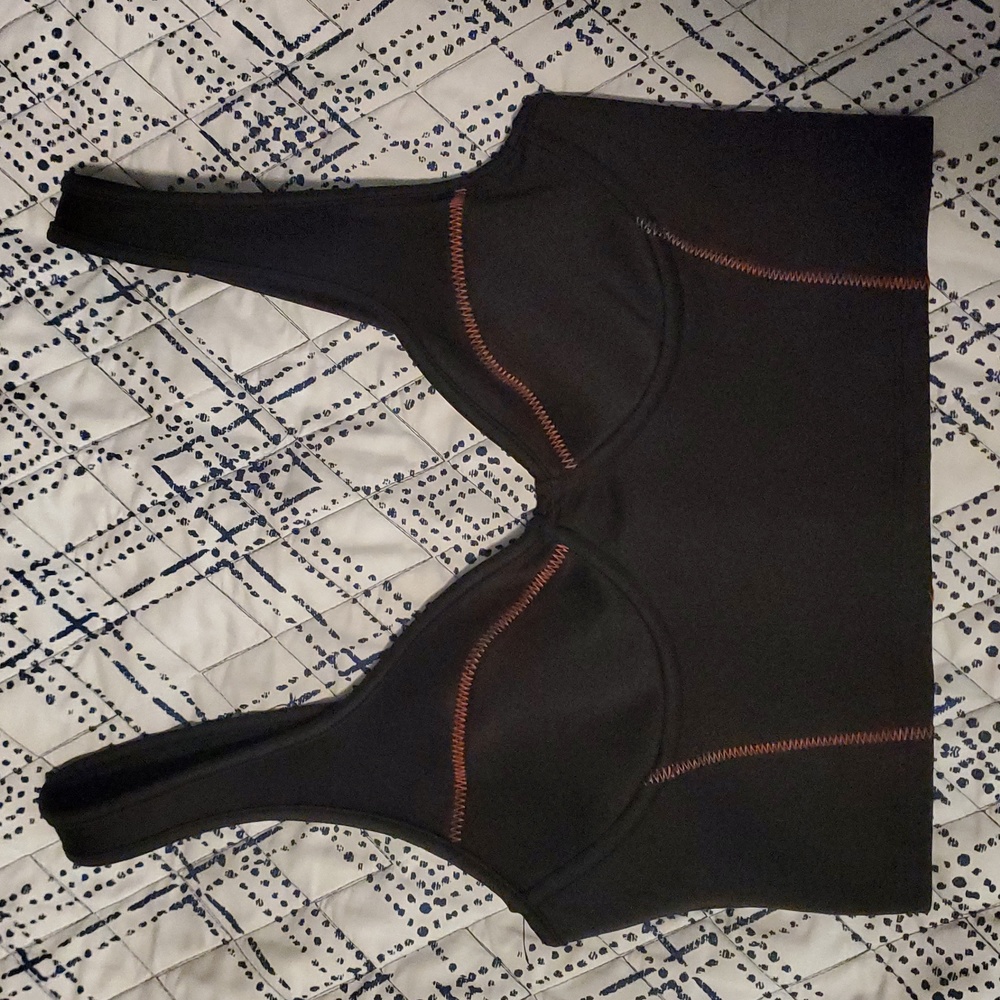 Black with Pink Stitching Bustier Crop Top